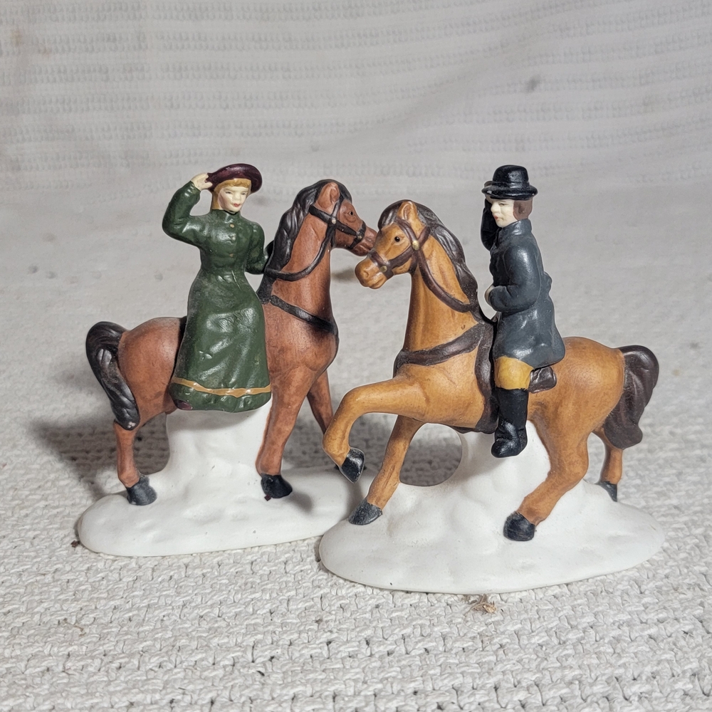 Christmas Village Equestrian Couple